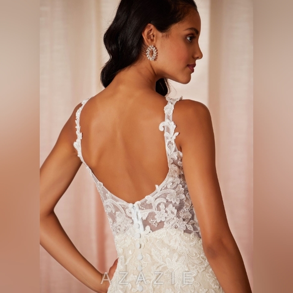 Azazie Divine Wedding Dress Diamond White/Champagne WD14 NWT - Picture 5 of 6